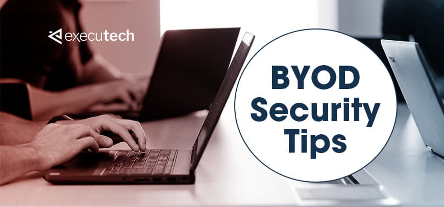 Hands typing on laptop for BYOD security