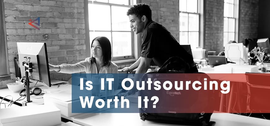 it outsourcing provider helping woman with computer issue