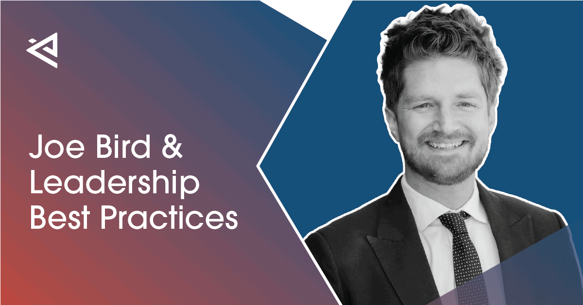 headshot of Executech's GM in Seattle, Joe Bird, on a field of blue and red