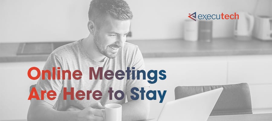 Man on laptop participating in a virtual meeting