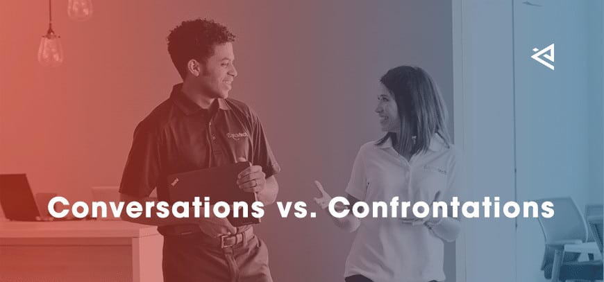 IT technician talking with employee