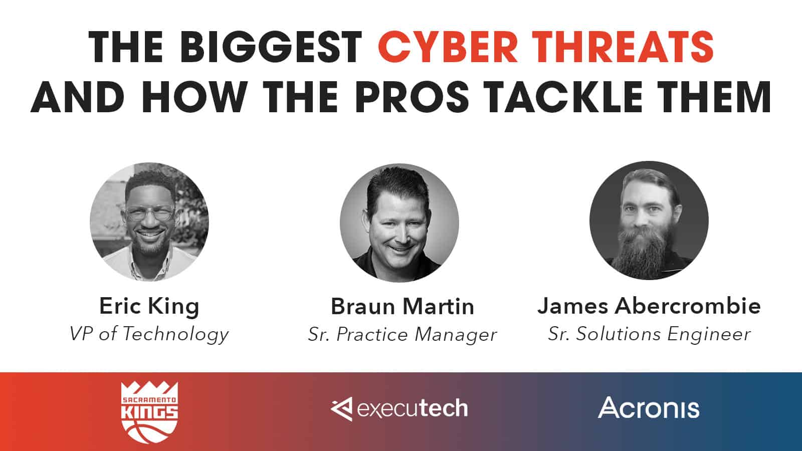 3 speaker headshots with their names and titles on a field of white below the webinar title